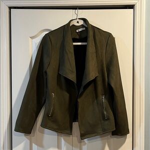 Olive Green Faux Suede Women's Jacket